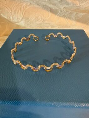 Handmade Silver & Gold Tone Wavy Link Bracelet